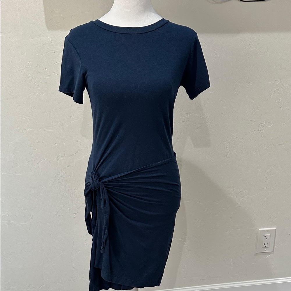 ♥️ Casual faux wrap Navy Blue Women's Dress